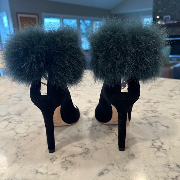 Jimmy Choo Suede PomPom Heels - Picture 5 of 8